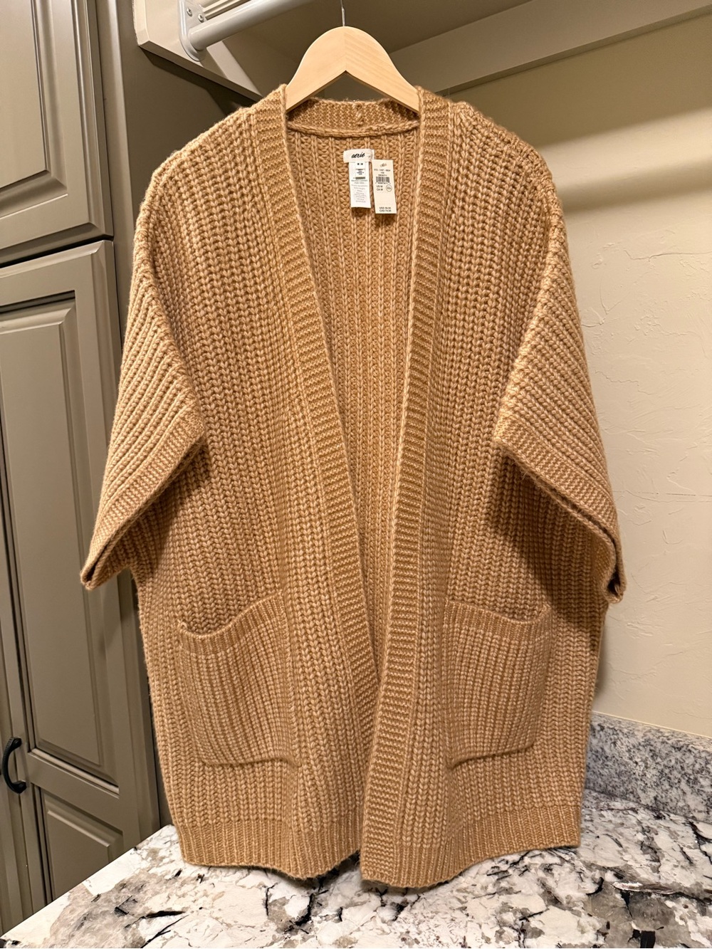 aerie Marled Rib Sweater Cape - Toasty